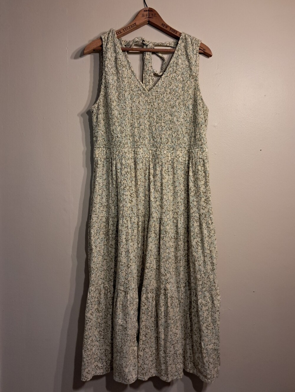 Wonderly Sleeveless V-Neck Floral Cotton Maxi Dress in Light Sage